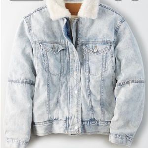 AE faux fur collar sherpa denim jacket